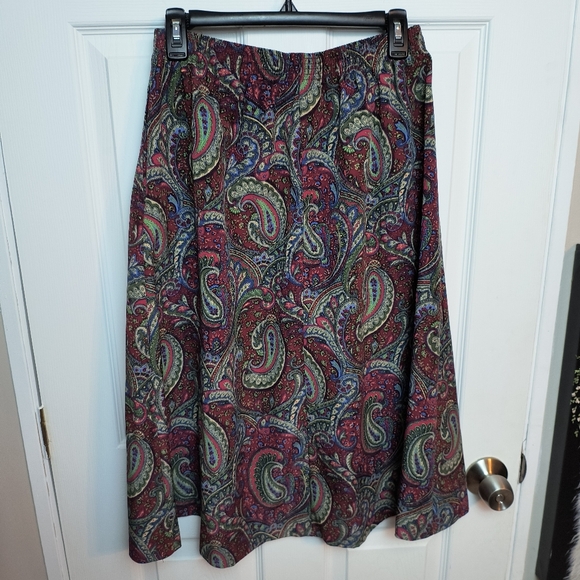 Vintage Bonworth Paisley Print Boho Hippie Midi Skirt Stretch Pockets MP - Picture 6 of 10